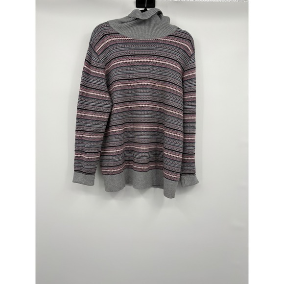 LL Bean Sweaters - LL Bean Women XL Gray Fair Isle Turtleneck Sweater Cozy Cotton Cashmere Blend